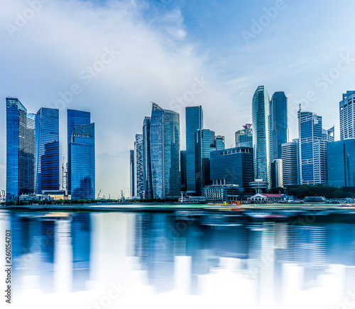 Singapore cityscape with water reflection at Marina bay © nithid18