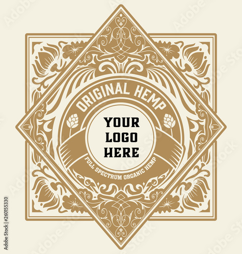 CBD oil logo. Vintage style. Vector layered