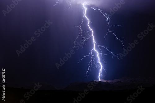 Lightning bolt strike from a storm