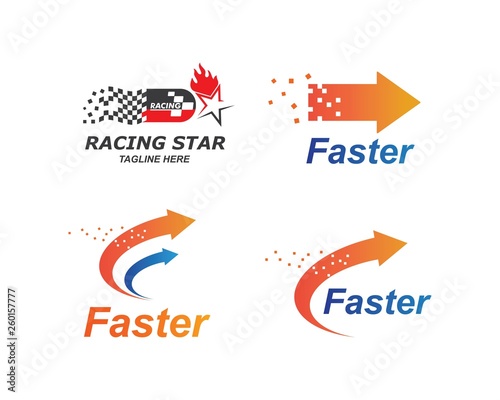 faster logo icon of automotive racing concept