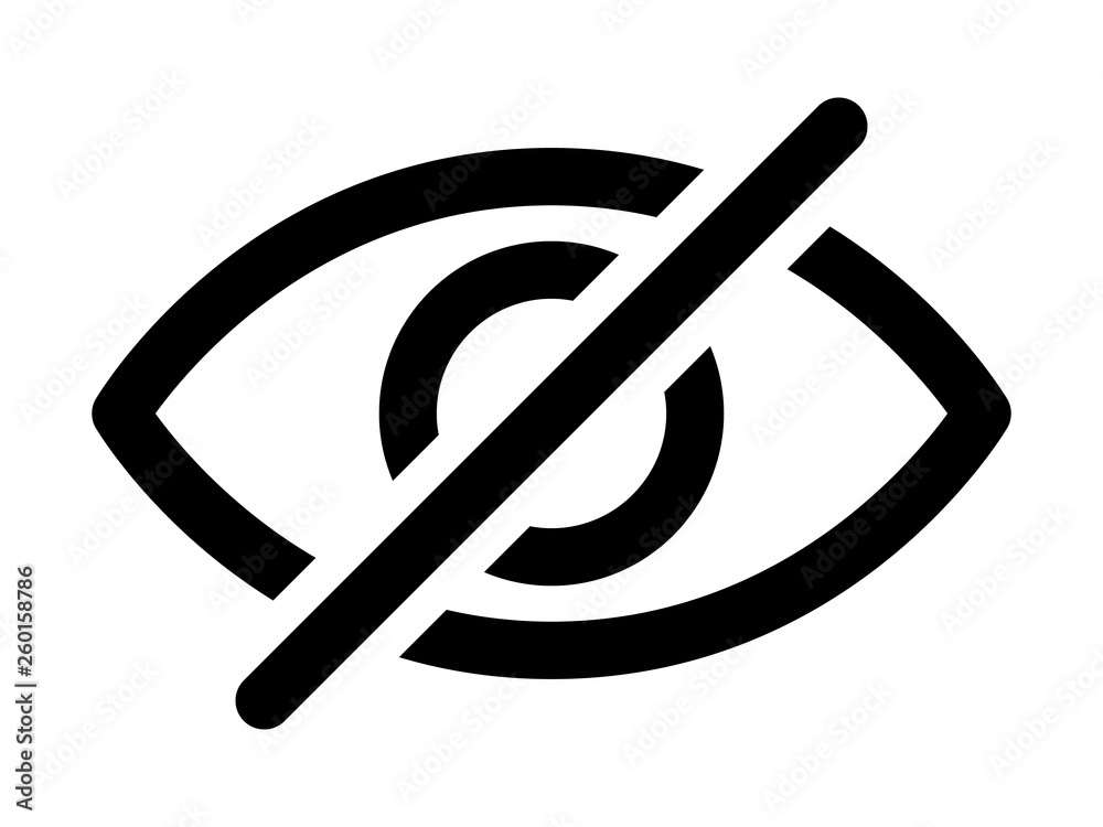 Hidden from view eye crossed out line art vector icon for apps and websites Stock Vector Adobe
