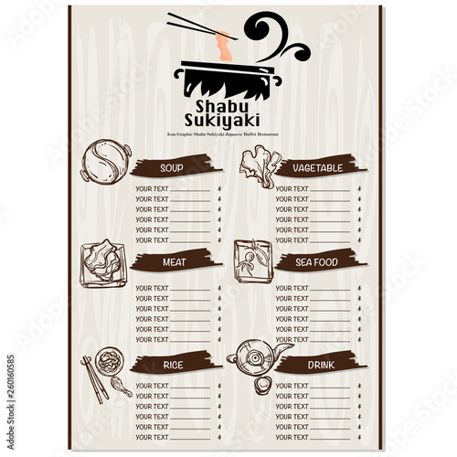 menu shabu sukiyaki restaurant template design graphic objects 