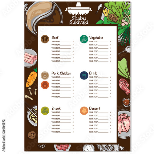 menu shabu sukiyaki restaurant template design graphic objects 