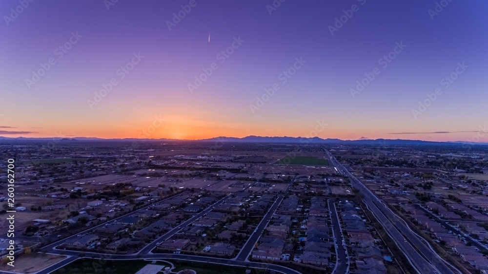 Aerial Winter Sunset 