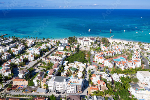 Aerial view with caribbean city on the beach © photopixel