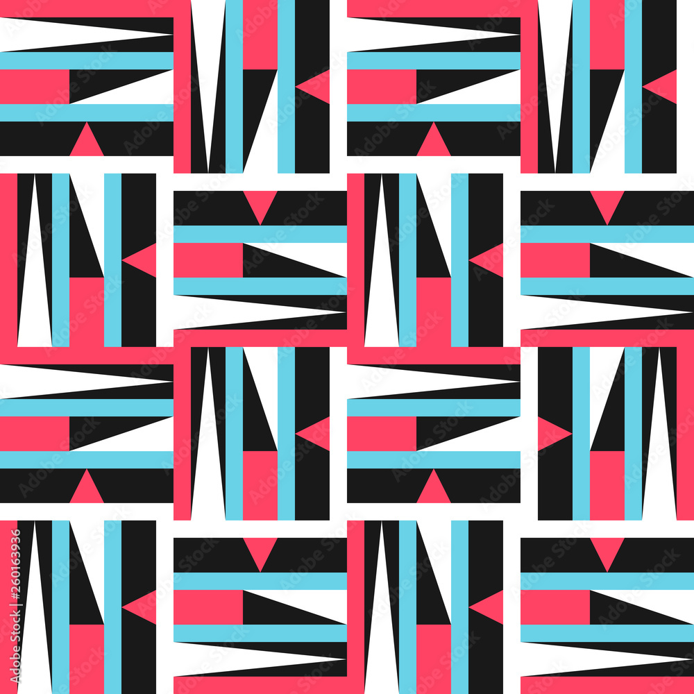 Retro style abstract geometric colored seamless pattern.