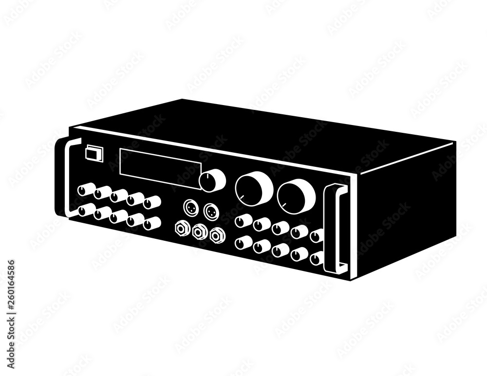 Fototapeta premium Karaoke mixing amplifier. Perspective vector illustration