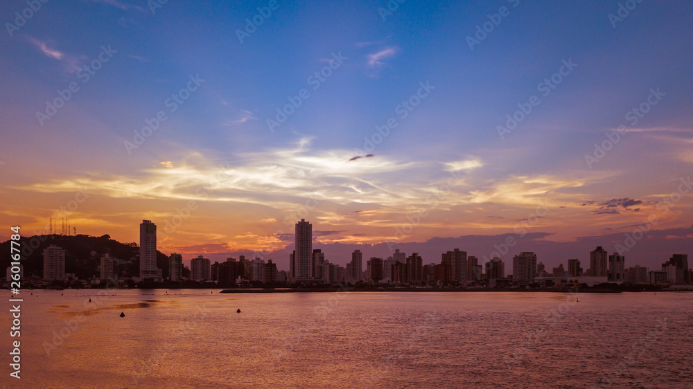 sunset over the city (Itajai, Santa Catarina, Brazil)