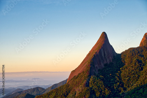 Rocky monutain kissed by morning sunlight photo