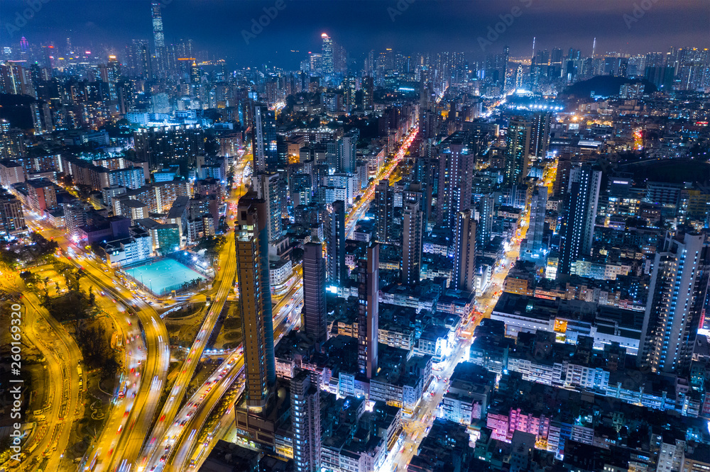 Obraz premium Top view of Hong Kong city