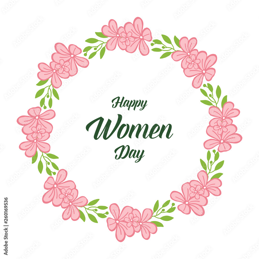 Vector illustration crowd of pink flower frames blooms with happy women day cards Vector illustration crowd of pink flower frames blooms with happy women day cards