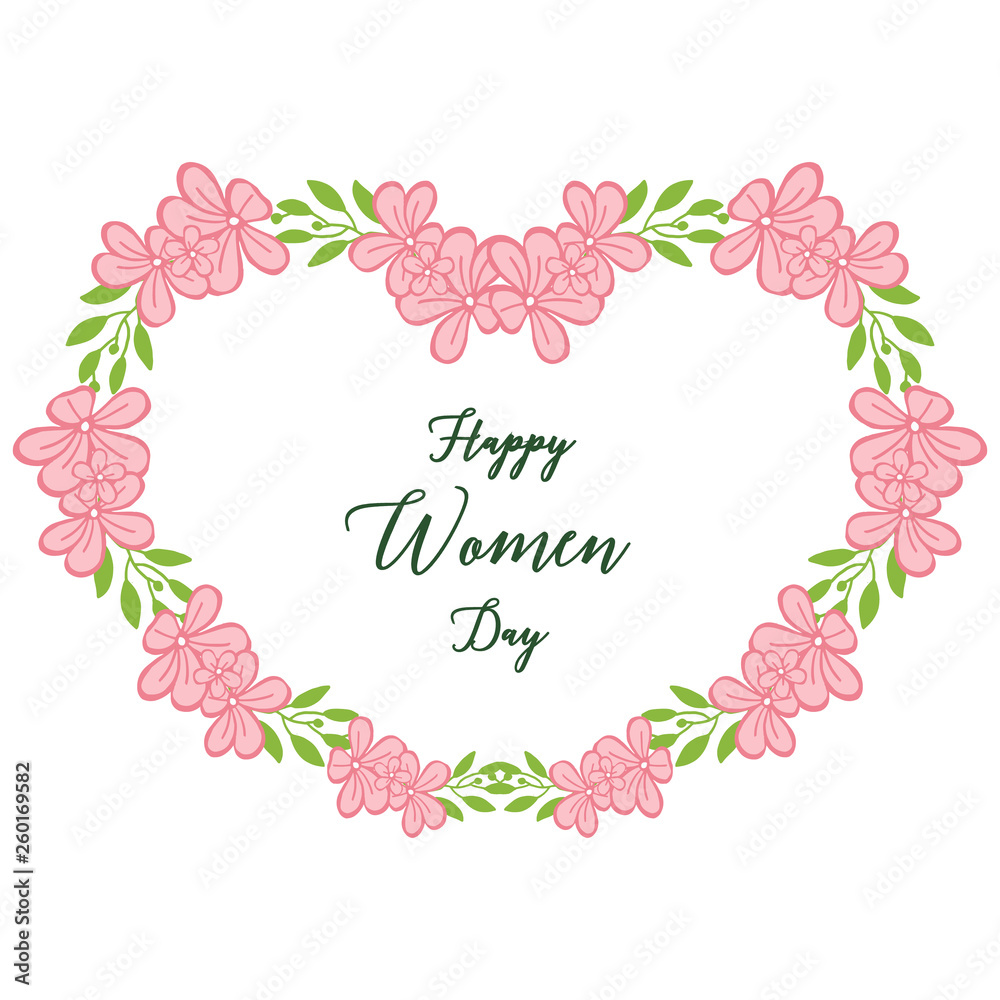 Vector illustration crowd of pink flower frames blooms with happy women day cards Vector illustration crowd of pink flower frames blooms with happy women day cards