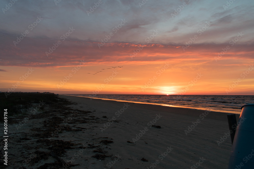 Sunrise on Galveston Bay in the Morning