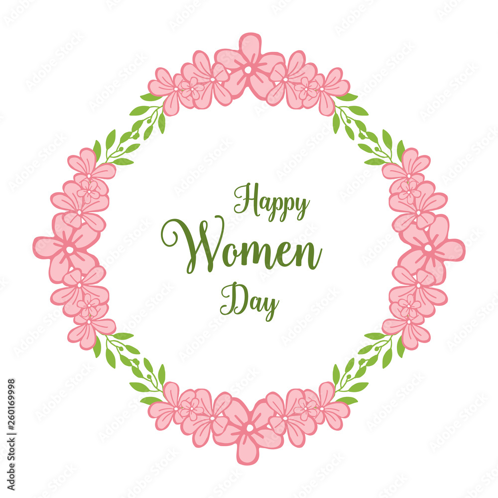 Vector illustration pattern art pink flower frame for template happy women day