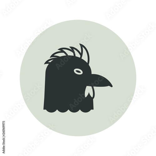 rooster icon on grey circle background.- vector