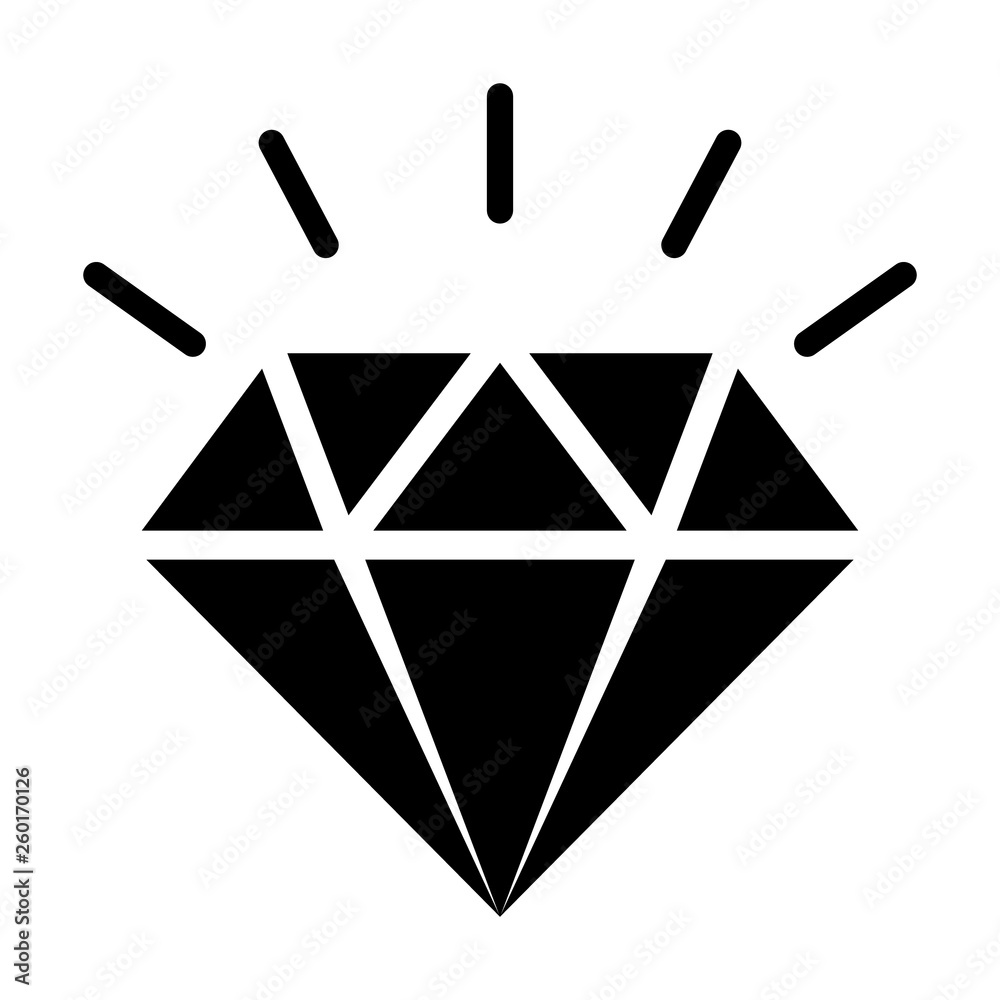 Diamond gemstone with sparkle flat vector icon for jewelry apps and websites Diamond gemstone with sparkle flat vector icon for jewelry apps and websites