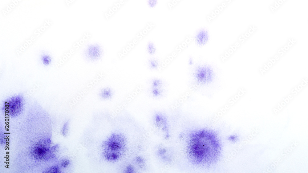 Abstract watercolor hand painting. Textural background. Lilac color spots gradient transitions