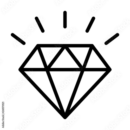 Diamond gemstone with sparkle line art vector icon for jewelry apps and websites photo