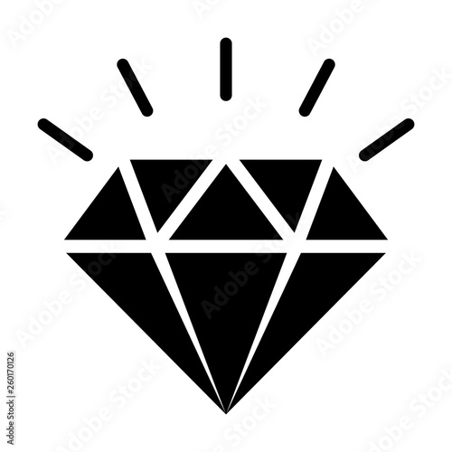 Diamond gemstone with sparkle flat vector icon for jewelry apps and websites