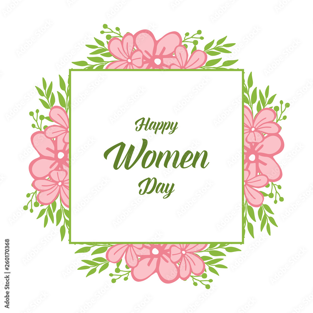 Vector illustration texture pink flower frame with decor of happy women day Vector illustration texture pink flower frame with decor of happy women day
