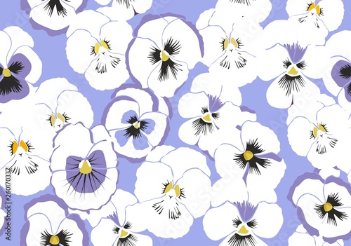Blue pansies seamless pattern for fabric.