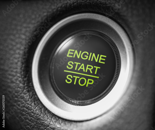start stop engine car green...