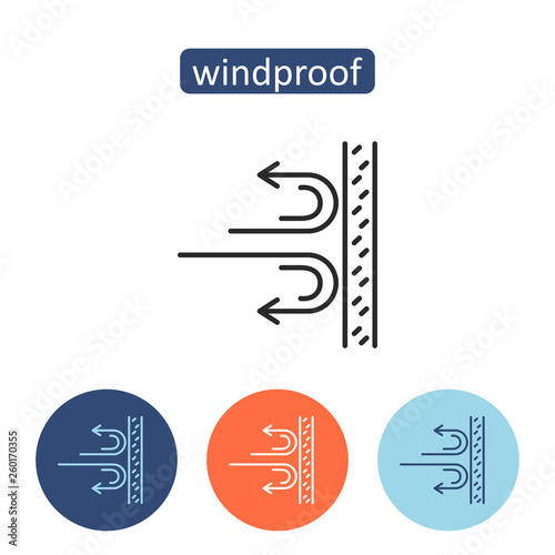 Wind proof material outline icons set.