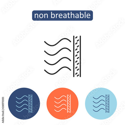 Non breathable fabric outline icons set.
