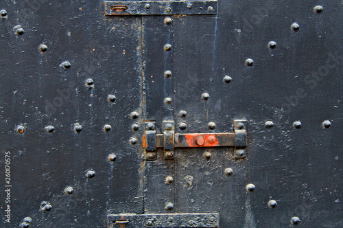 Steel Door, rivets and Latch, “Battery Chamberlin” is an artillery battery from 1904 in the Presidio of San Francisco photo