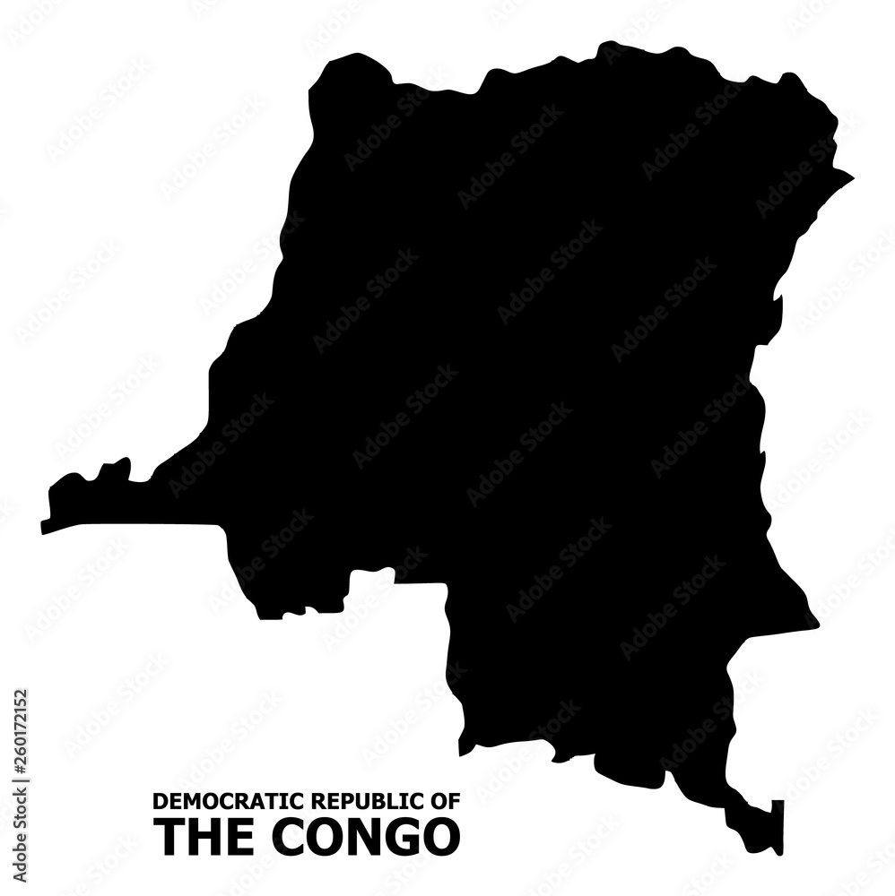 Vector Flat Map of Democratic Republic of the Congo with Caption