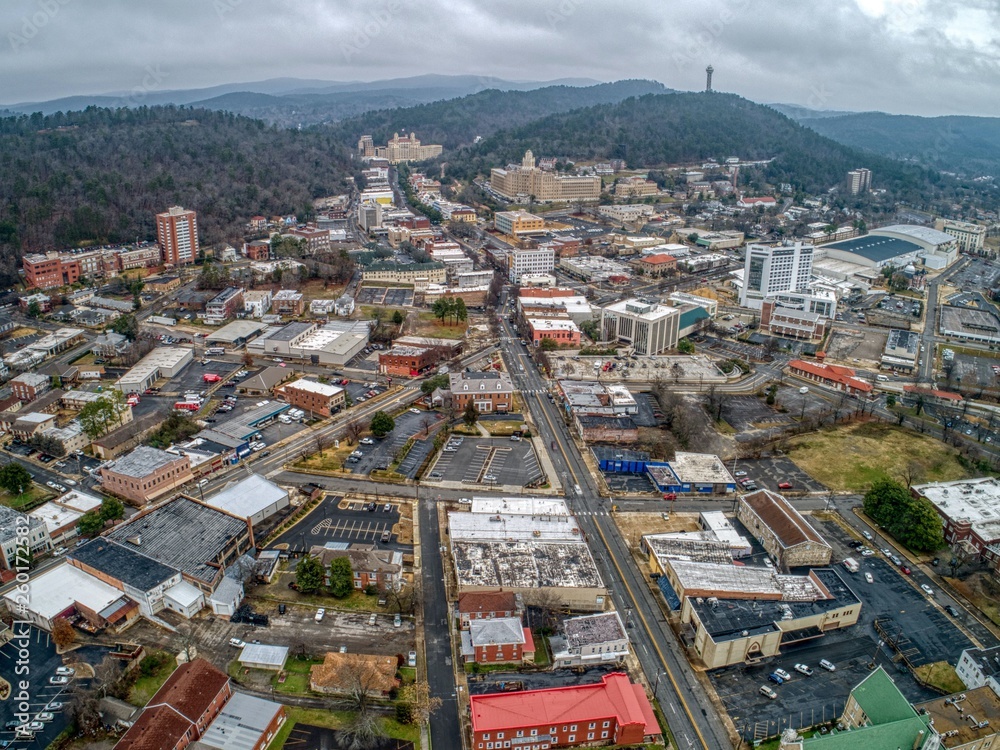 Aerial View of Downtown Hot Springs, Arkansas