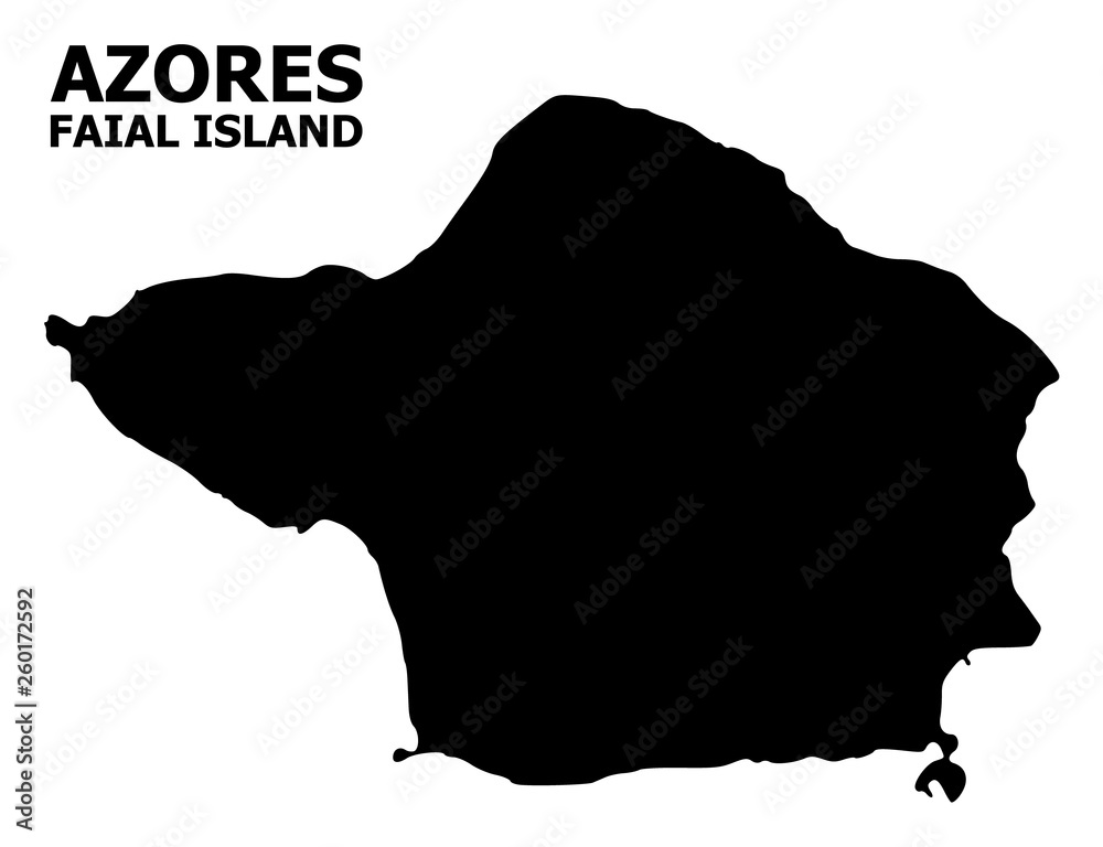 Vector Flat Map of Faial Island with Name