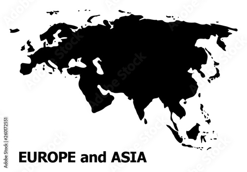 Vector Flat Map of Europe and Asia with Caption