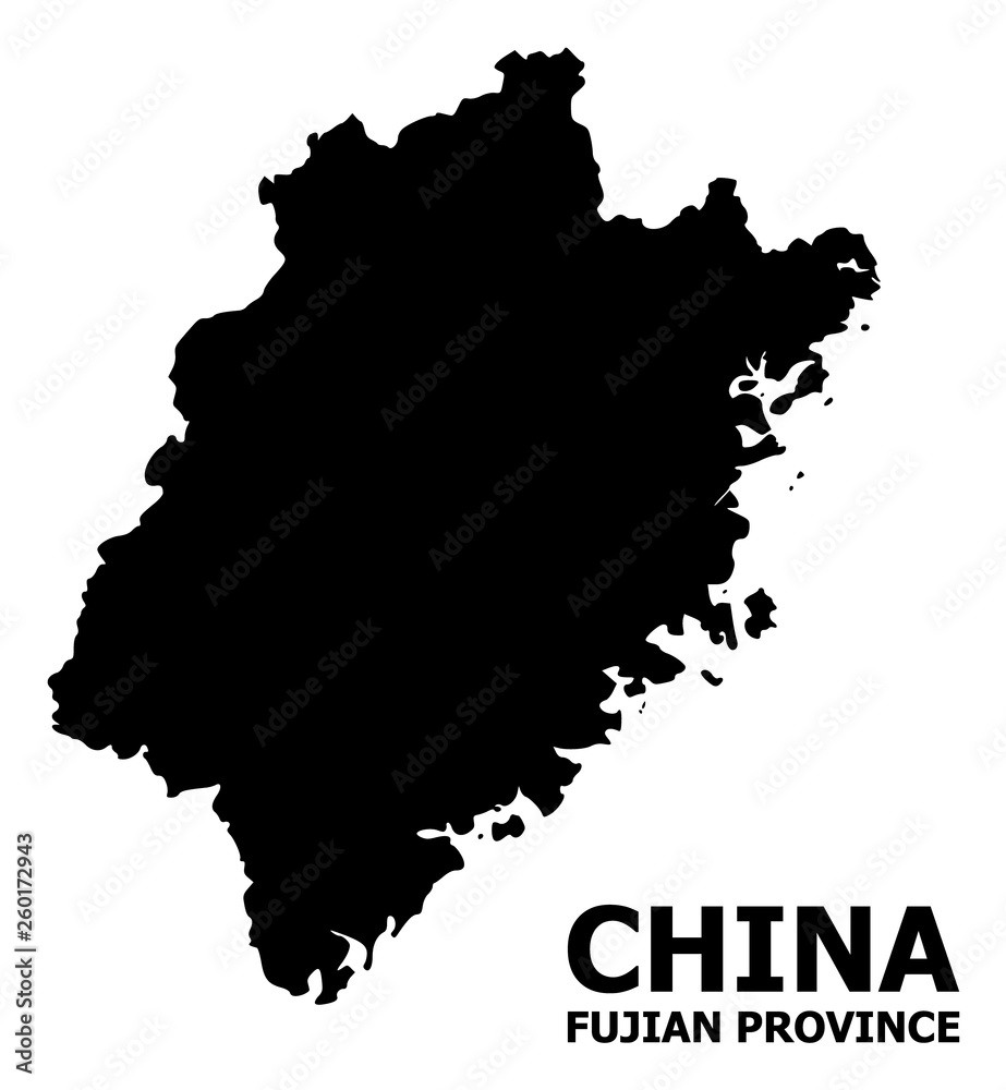 Vector Flat Map of Fujian Province with Caption