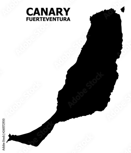 Vector Flat Map of Fuerteventura Island with Name
