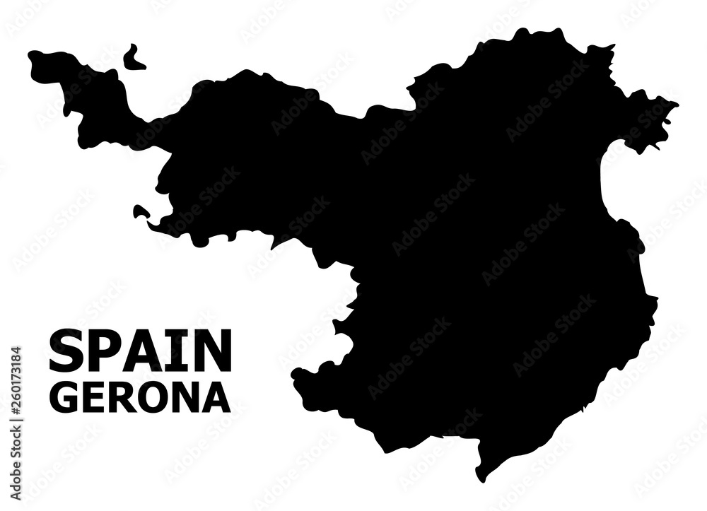 Vector Flat Map of Gerona Province with Name