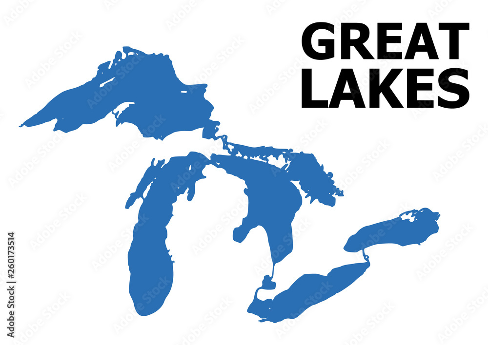 Vector Flat Map Of Great Lakes With Name Stock Vector Adobe Stock