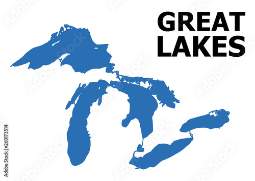 Obraz na plátne Vector Flat Map of Great Lakes with Name