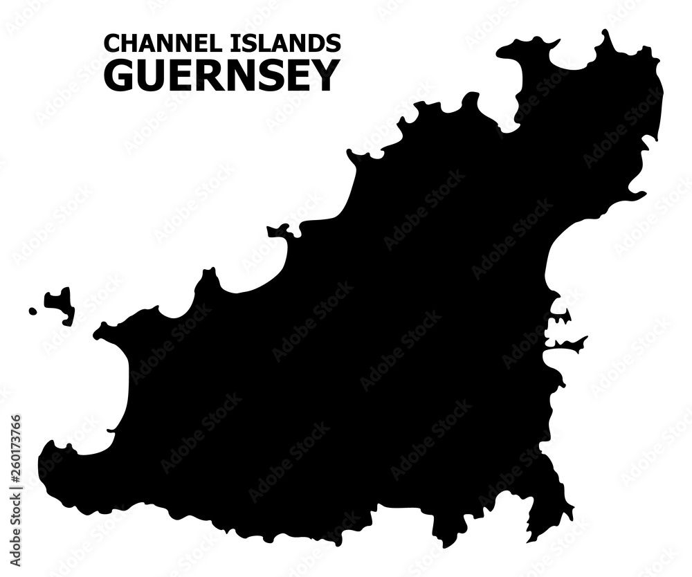 Vector Flat Map of Guernsey Island with Caption