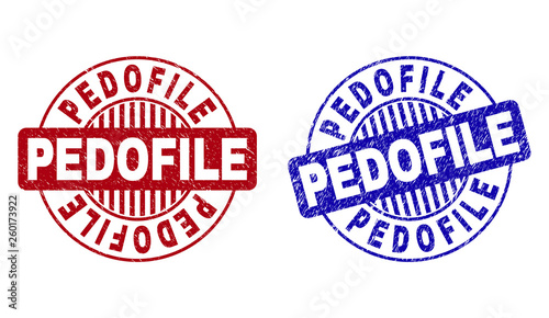 Foto Grunge PEDOFILE round stamp seals isolated on a white background
