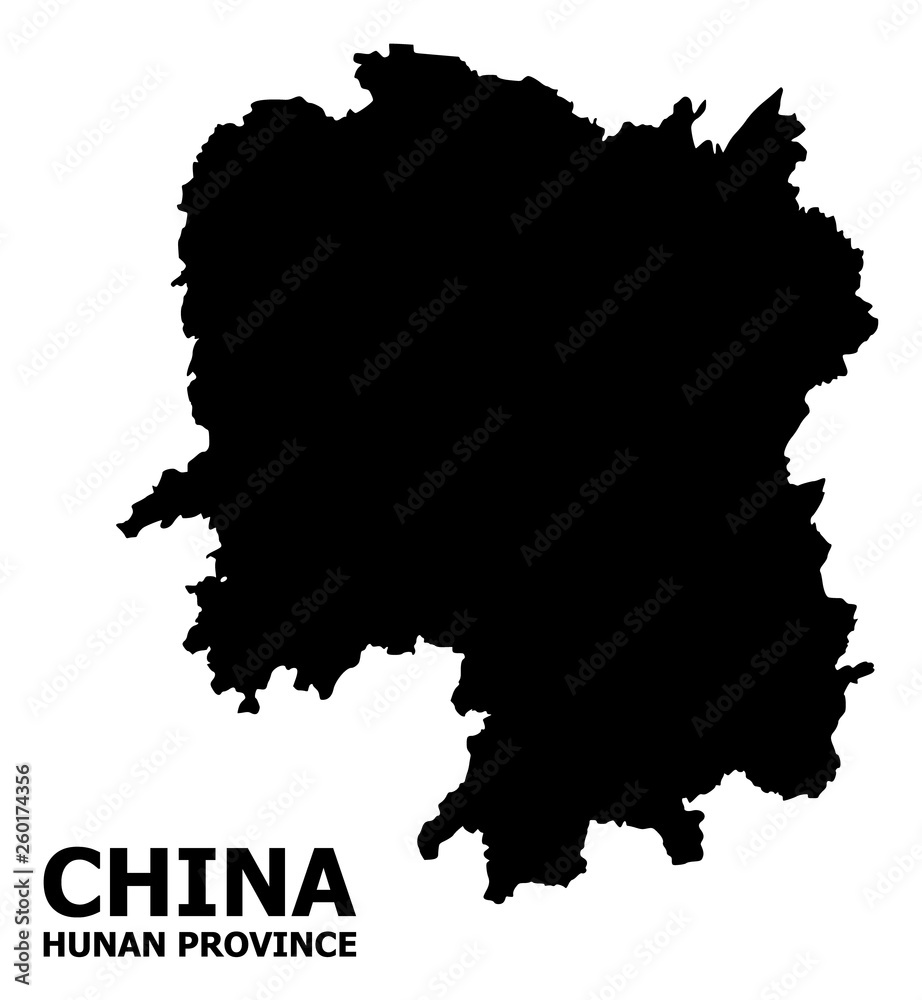 Vector Flat Map of Hunan Province with Caption
