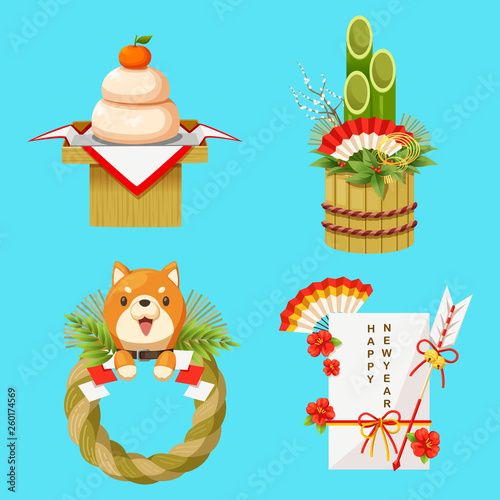 Vector illustration of Japanese New Year Decorations