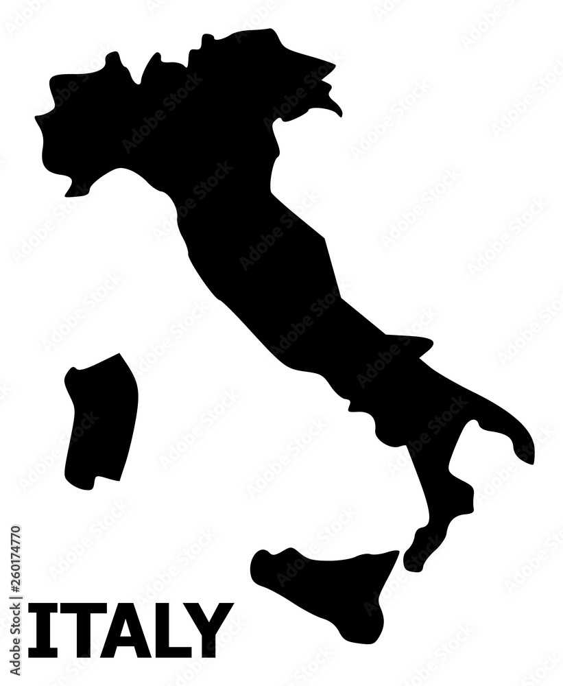 Vector Flat Map of Italy with Name Vector Flat Map of Italy with Name