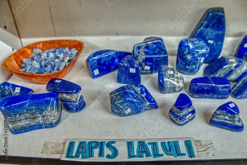 Specimens of Lapis Lazuli for sale at a Rock Shop