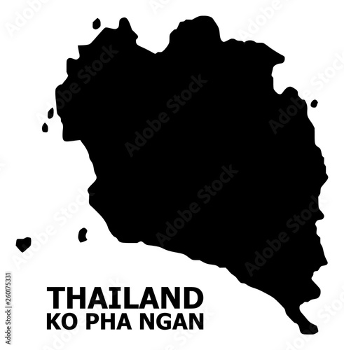 Vector Flat Map of Ko Pha Ngan with Caption