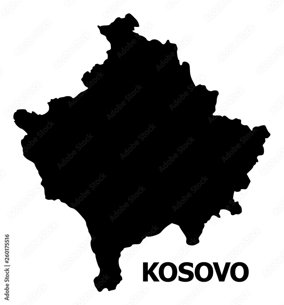Vector Flat Map of Kosovo with Caption Vector Flat Map of Kosovo with Caption