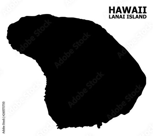 Vector Flat Map of Lanai Island with Name