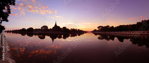 reflection of the fortress-mandalay palace - mandalay myanmar 