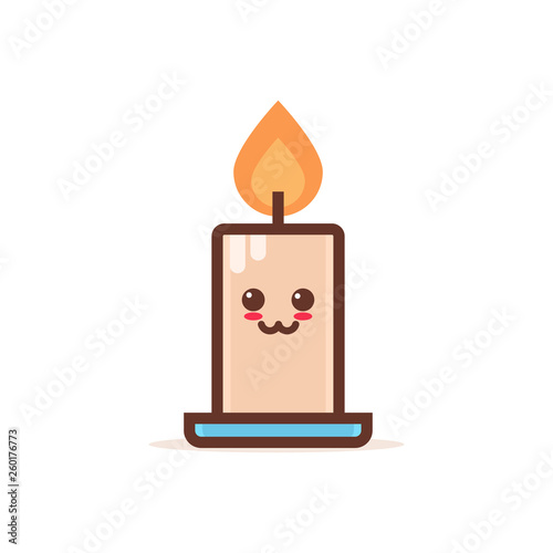 Cute burning candle cartoon comic character