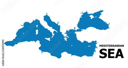 Vector Flat Map of Mediterranean Sea with Name
